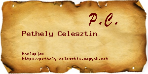 Pethely Celesztin névjegykártya